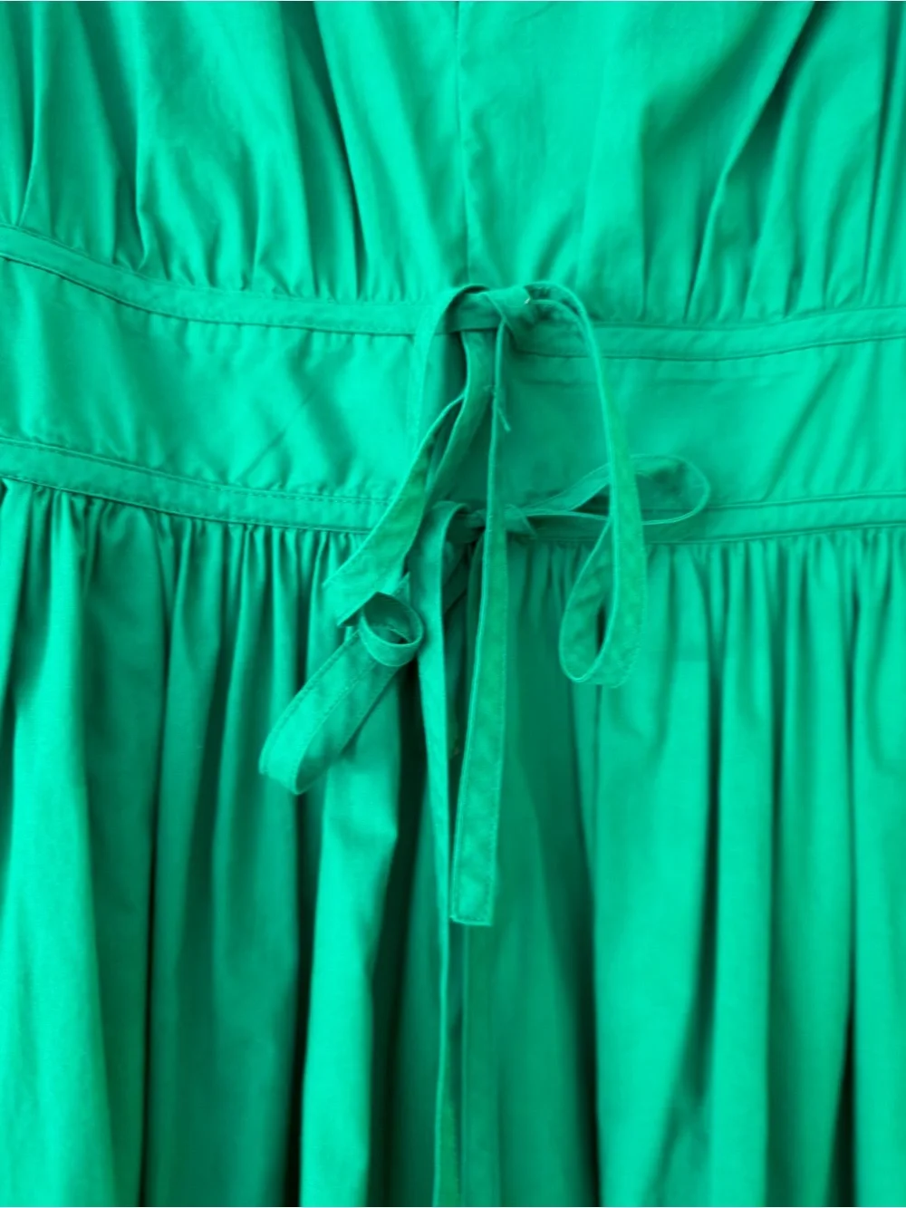 J. Crew Emerald Green V-Neck Tie-Waist Long Sleeve Midi Dress Size 4